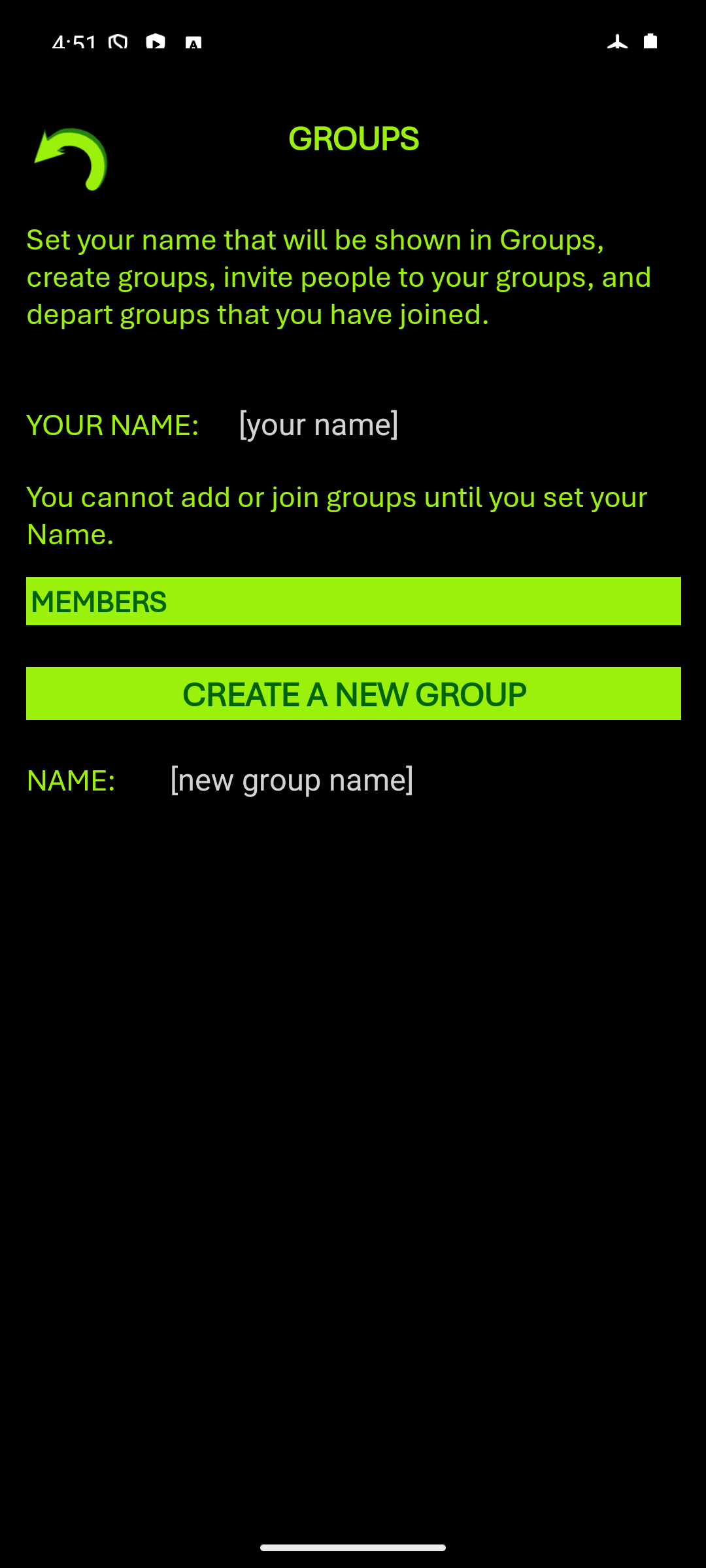 Default Groups Page